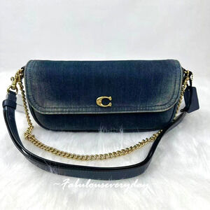 Coach Brook Flap Chain Bag In Loved Denim Shoulder Bag Gold/Blue CCY20 NWT